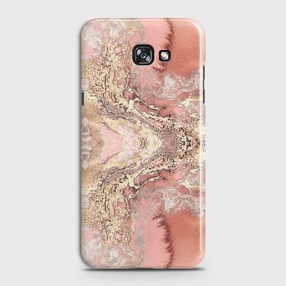 Samsung A5 2017 Cover - Trendy Chic Rose Gold Marble Printed Hard Case with Life Time Colors Guarantee