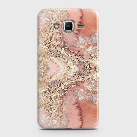 Samsung Galaxy J7 Cover - Trendy Chic Rose Gold Marble Printed Hard Case with Life Time Colors Guarantee