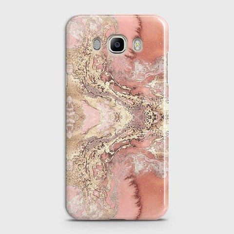 Samsung Galaxy J510 Cover - Trendy Chic Rose Gold Marble Printed Hard Case with Life Time Colors Guarantee