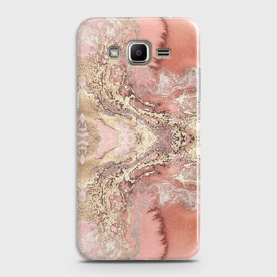Samsung Galaxy J320 / J3 2016 Cover - Trendy Chic Rose Gold Marble Printed Hard Case with Life Time Colors Guarantee