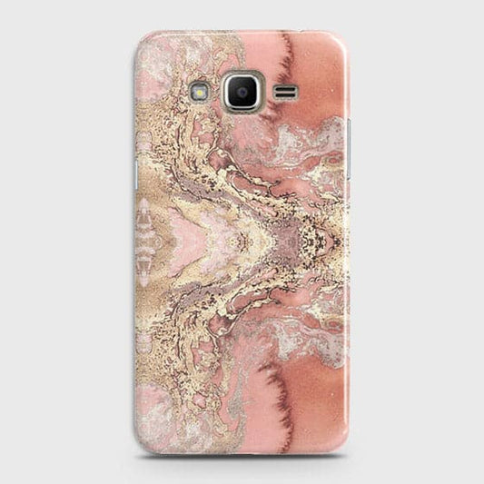 Samsung Galaxy J320 / J3 2016 Cover - Trendy Chic Rose Gold Marble Printed Hard Case with Life Time Colors Guarantee