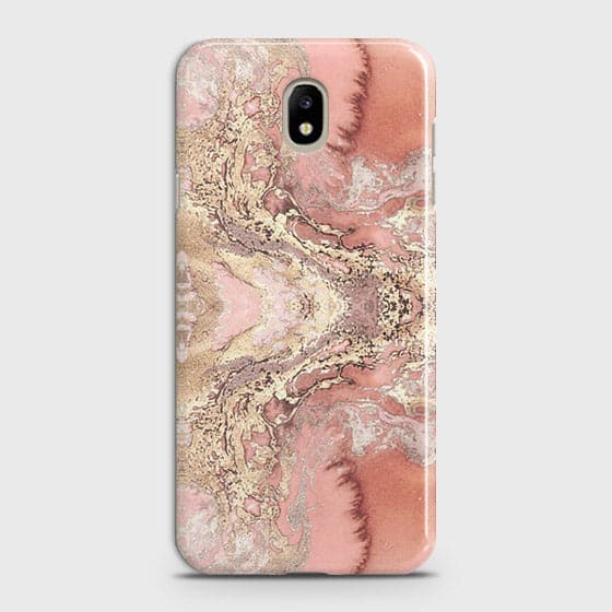 Samsung Galaxy J7 2017 Cover - Trendy Chic Rose Gold Marble Printed Hard Case with Life Time Colors Guarantee