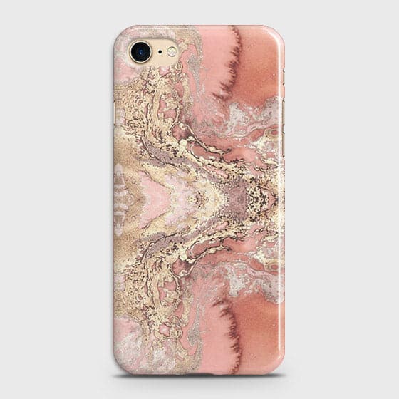 iPhone 7 & iPhone 8 Cover - Trendy Chic Rose Gold Marble Printed Hard Case with Life Time Colors Guarantee