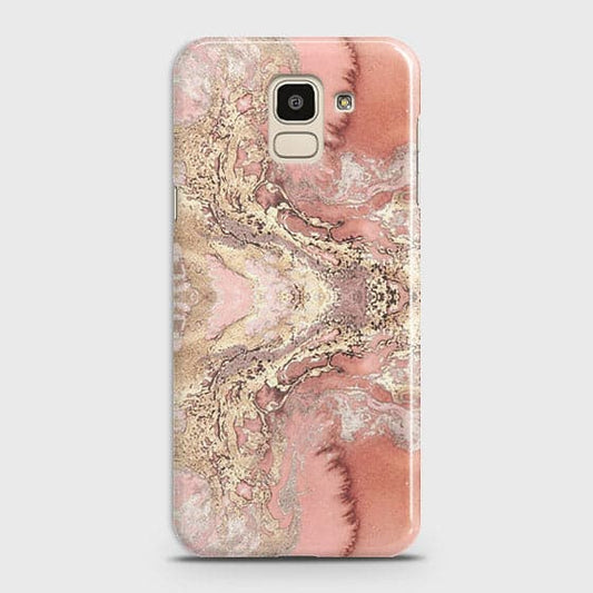 Samsung J6 2018 Cover - Trendy Chic Rose Gold Marble Printed Hard Case with Life Time Colors Guarantee