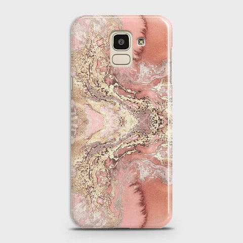 Samsung J6 2018 Cover - Trendy Chic Rose Gold Marble Printed Hard Case with Life Time Colors Guarantee