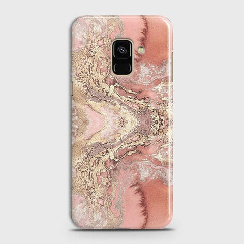 Samsung A6 2018 Cover - Trendy Chic Rose Gold Marble Printed Hard Case with Life Time Colors Guarantee