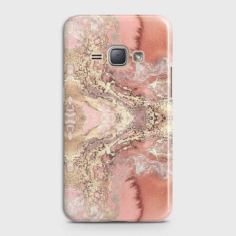Samsung Galaxy J1 2016 / J120 Cover - Trendy Chic Rose Gold Marble Printed Hard Case with Life Time Colors Guarantee