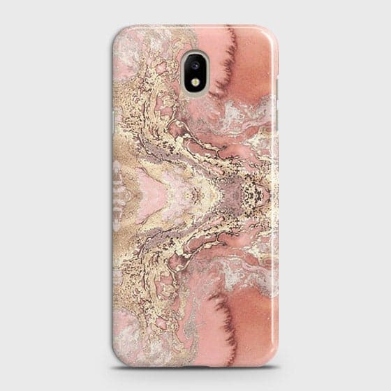 Samsung Galaxy J7 2018 Cover - Trendy Chic Rose Gold Marble Printed Hard Case with Life Time Colors Guarantee