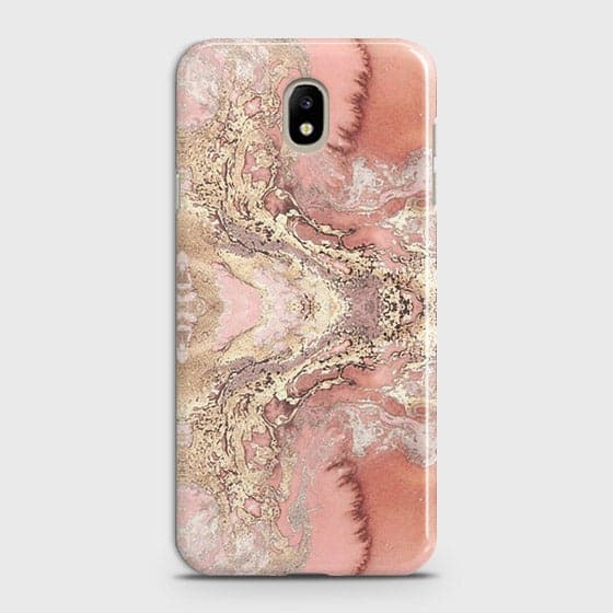 Samsung Galaxy J7 2018 Cover - Trendy Chic Rose Gold Marble Printed Hard Case with Life Time Colors Guarantee