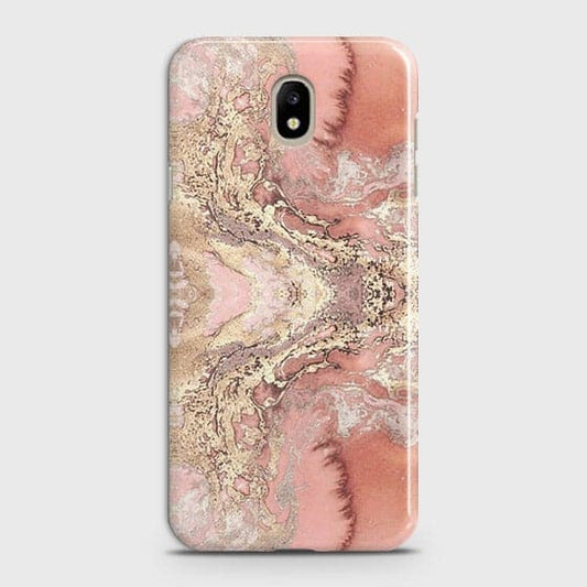 Samsung Galaxy J7 2018 Cover - Trendy Chic Rose Gold Marble Printed Hard Case with Life Time Colors Guarantee