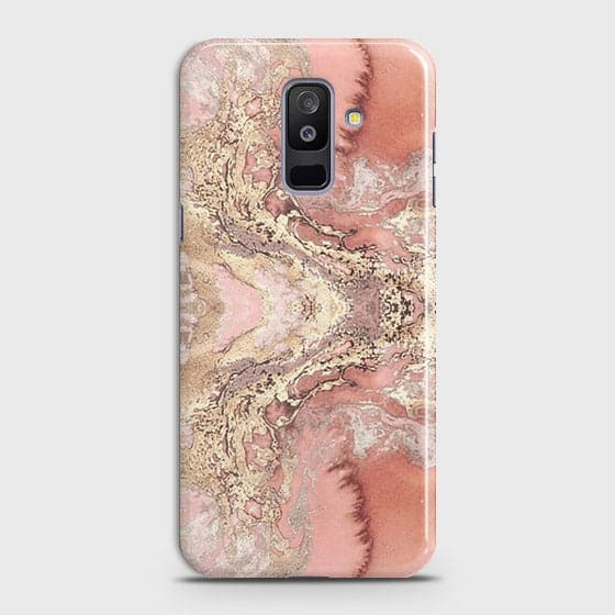 Samsung Galaxy J8 2018 Cover - Trendy Chic Rose Gold Marble Printed Hard Case with Life Time Colors Guarantee