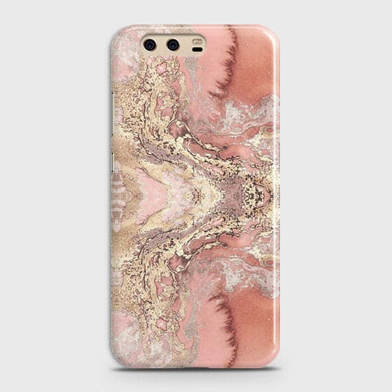 Huawei P10 Cover - Trendy Chic Rose Gold Marble Printed Hard Case with Life Time Colors Guarantee