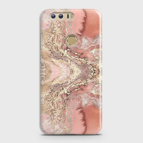 Huawei Honor 8 Cover - Trendy Chic Rose Gold Marble Printed Hard Case with Life Time Colors Guarantee