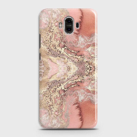 Huawei Mate 9 Cover - Trendy Chic Rose Gold Marble Printed Hard Case with Life Time Colors Guarantee