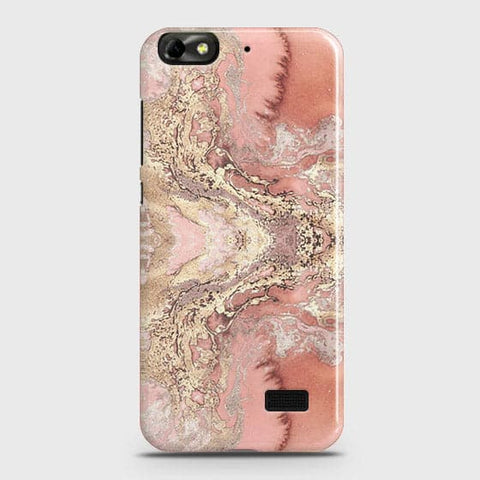 Huawei Honor 4C Cover - Trendy Chic Rose Gold Marble Printed Hard Case with Life Time Colors Guarantee