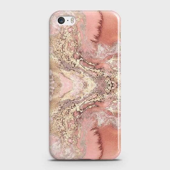iPhone 5C Cover - Trendy Chic Rose Gold Marble Printed Hard Case with Life Time Colors Guarantee