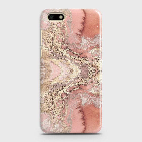 Huawei Y5 Prime 2018 Cover - Trendy Chic Rose Gold Marble Printed Hard Case with Life Time Colors Guarantee