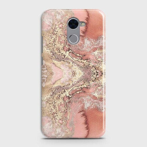 Huawei Y7 Prime 2017 Cover - Trendy Chic Rose Gold Marble Printed Hard Case with Life Time Colors Guarantee
