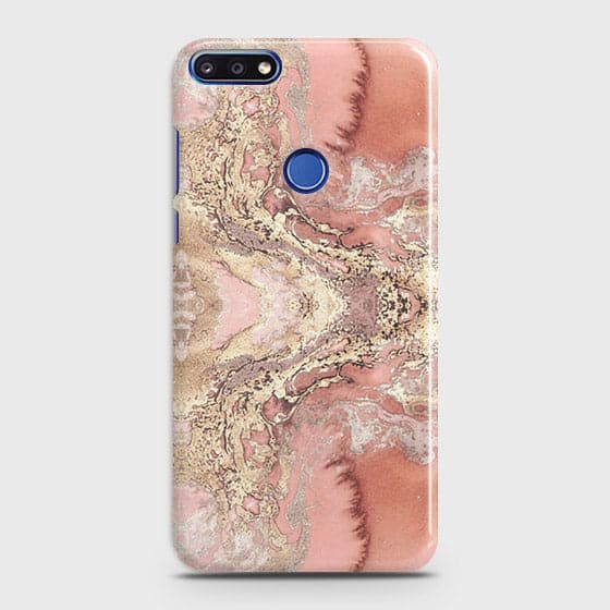 Huawei Y7 Prime 2018 Cover - Trendy Chic Rose Gold Marble Printed Hard Case with Life Time Colors Guarantee
