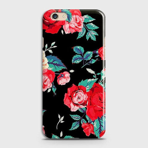 Oppo F1S Cover - Luxury Vintage Red Flowers Printed Hard Case with Life Time Colors Guarantee