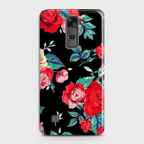 LG Stylus 2 Cover - Luxury Vintage Red Flowers Printed Hard Case with Life Time Colors Guarantee