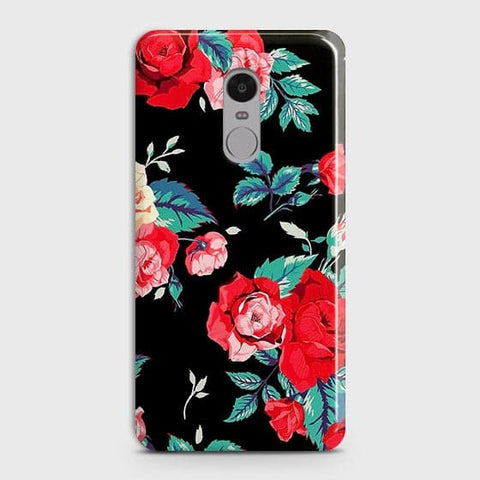 Xiaomi Redmi 4X Cover - Luxury Vintage Red Flowers Printed Hard Case with Life Time Colors Guarantee