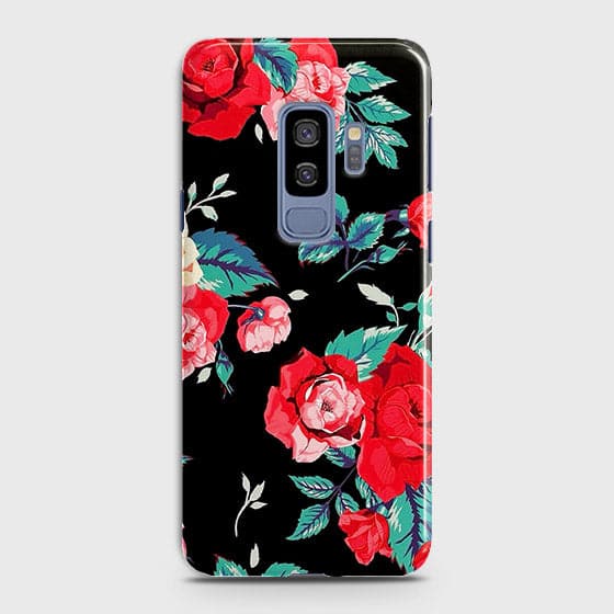 Samsung Galaxy S9 Plus Cover - Luxury Vintage Red Flowers Printed Hard Case with Life Time Colors Guarantee