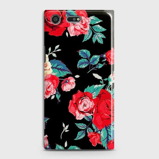 Sony Xperia XZ Premium Cover - Luxury Vintage Red Flowers Printed Hard Case with Life Time Colors Guarantee
