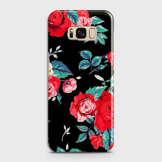 Samsung Galaxy S8 Plus Cover - Luxury Vintage Red Flowers Printed Hard Case with Life Time Colors Guarantee
