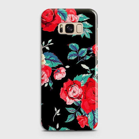 Samsung Galaxy S8 Cover - Luxury Vintage Red Flowers Printed Hard Case with Life Time Colors Guarantee