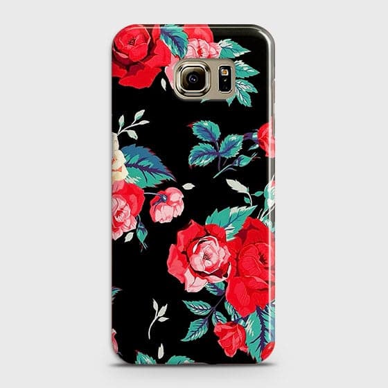 Samsung Galaxy S6 Edge Plus Cover - Luxury Vintage Red Flowers Printed Hard Case with Life Time Colors Guarantee