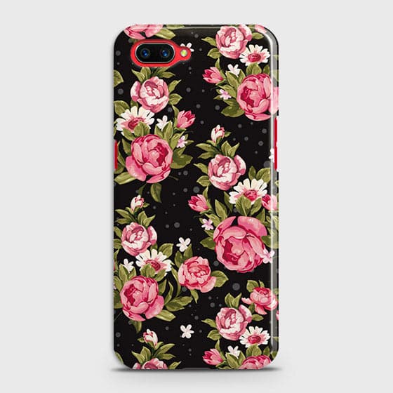 Oppo A5 Cover - Trendy Pink Rose Vintage Flowers Printed Hard Case with Life Time Colors Guarantee