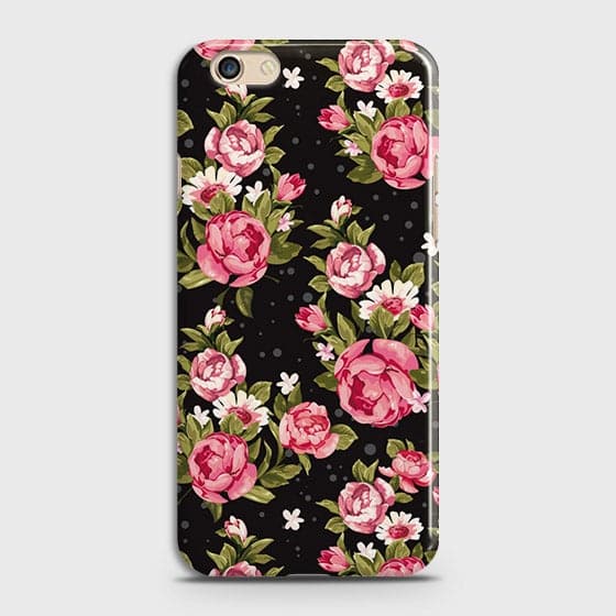 Oppo F3 Cover - Trendy Pink Rose Vintage Flowers Printed Hard Case with Life Time Colors Guarantee