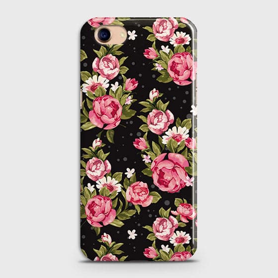 Oppo A83 Cover - Trendy Pink Rose Vintage Flowers Printed Hard Case with Life Time Colors Guarantee