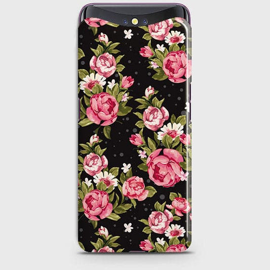 Oppo Find X Cover - Trendy Pink Rose Vintage Flowers Printed Hard Case with Life Time Colors Guarantee