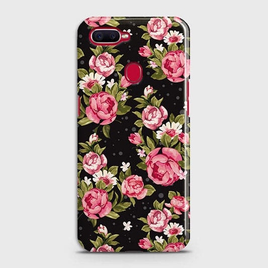 Oppo F9 Pro Cover - Trendy Pink Rose Vintage Flowers Printed Hard Case with Life Time Colors Guarantee