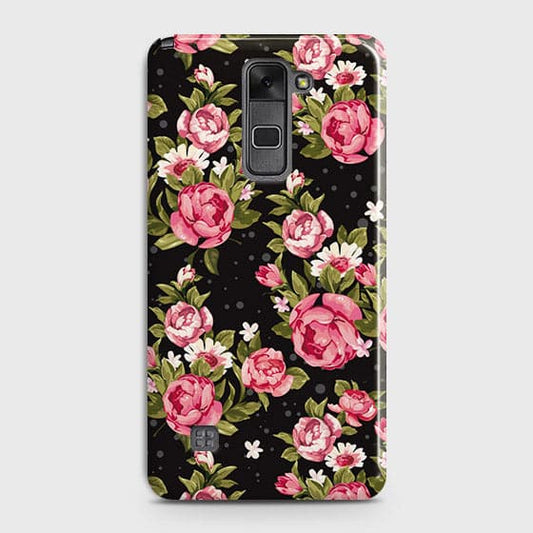 LG Stylus 2 Cover - Trendy Pink Rose Vintage Flowers Printed Hard Case with Life Time Colors Guarantee