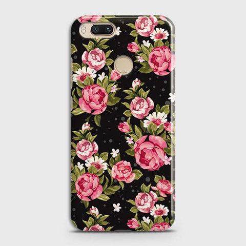 Xiaomi Mi A1 Cover - Trendy Pink Rose Vintage Flowers Printed Hard Case with Life Time Colors Guarantee