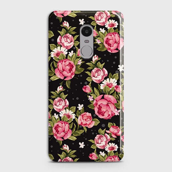 Xiaomi Redmi 4X Cover - Trendy Pink Rose Vintage Flowers Printed Hard Case with Life Time Colors Guarantee