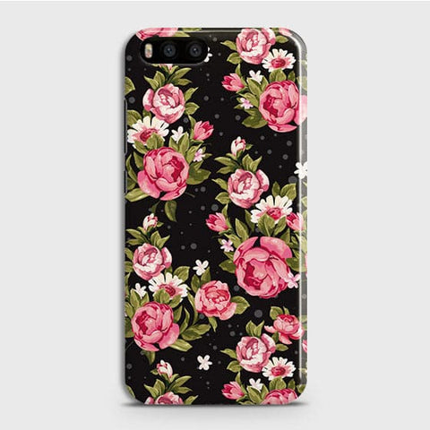 Xiaomi Mi 6 Cover - Trendy Pink Rose Vintage Flowers Printed Hard Case with Life Time Colors Guarantee