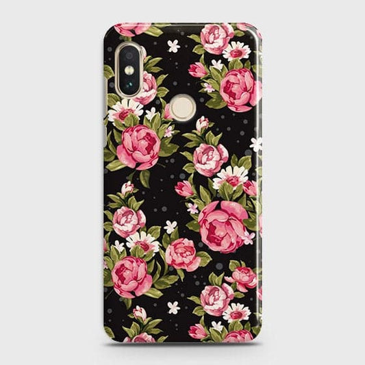 Xiaomi Redmi S2 Cover - Trendy Pink Rose Vintage Flowers Printed Hard Case with Life Time Colors Guarantee