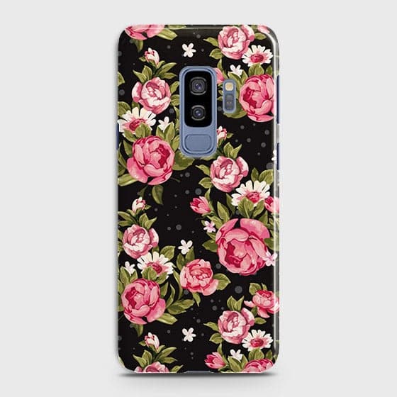 Samsung Galaxy S9 Plus Cover - Trendy Pink Rose Vintage Flowers Printed Hard Case with Life Time Colors Guarantee