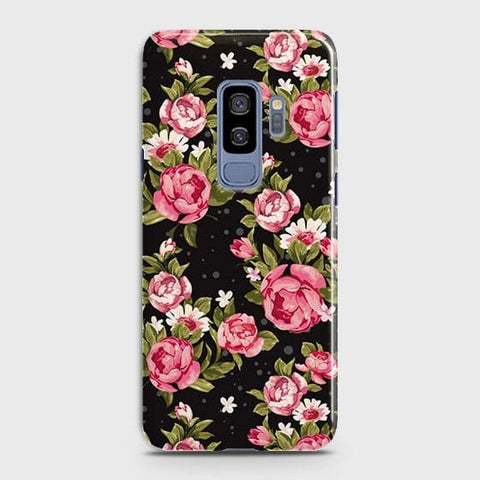 Samsung Galaxy S9 Plus Cover - Trendy Pink Rose Vintage Flowers Printed Hard Case with Life Time Colors Guarantee