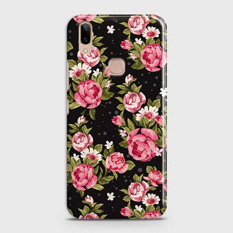Vivo V9 / V9 Youth Cover - Trendy Pink Rose Vintage Flowers Printed Hard Case with Life Time Colors Guarantee