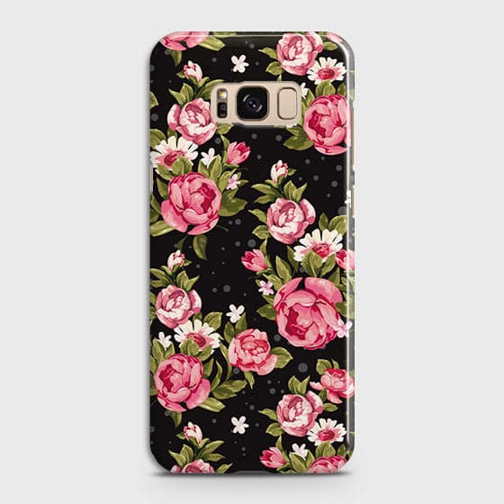 Samsung Galaxy S8 Plus Cover - Trendy Pink Rose Vintage Flowers Printed Hard Case with Life Time Colors Guarantee B76