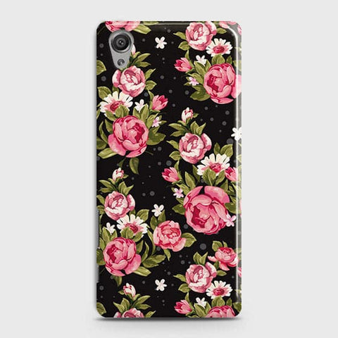 Sony Xperia XA Cover - Trendy Pink Rose Vintage Flowers Printed Hard Case with Life Time Colors Guarantee