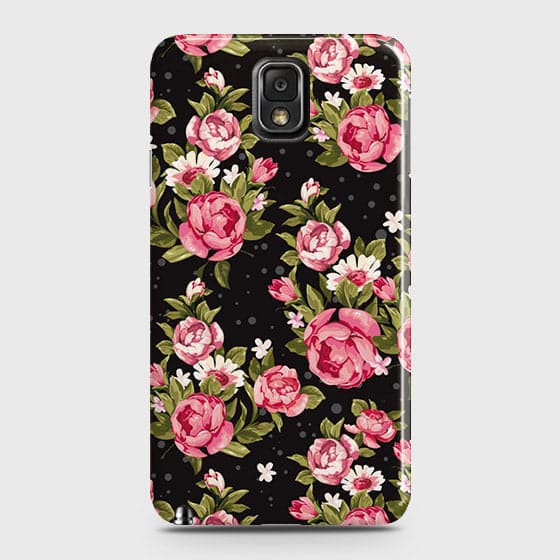 Samsung Galaxy Note 3 Cover - Trendy Pink Rose Vintage Flowers Printed Hard Case with Life Time Colors Guarantee