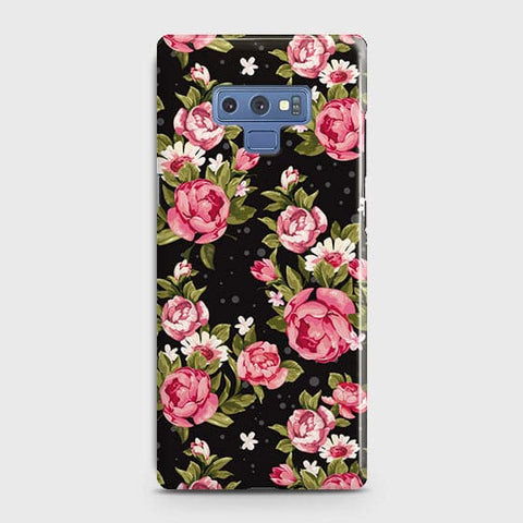 Samsung Galaxy Note 9 Cover - Trendy Pink Rose Vintage Flowers Printed Hard Case with Life Time Colors Guarantee