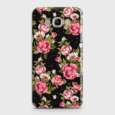 Samsung Galaxy J510 Cover - Trendy Pink Rose Vintage Flowers Printed Hard Case with Life Time Colors Guarantee