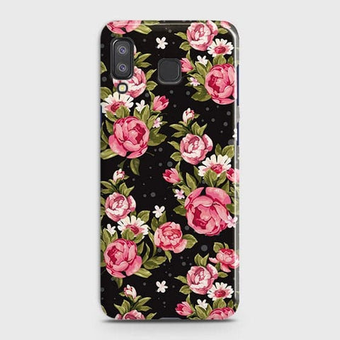 Samsung A9 Star Cover - Trendy Pink Rose Vintage Flowers Printed Hard Case with Life Time Colors Guarantee